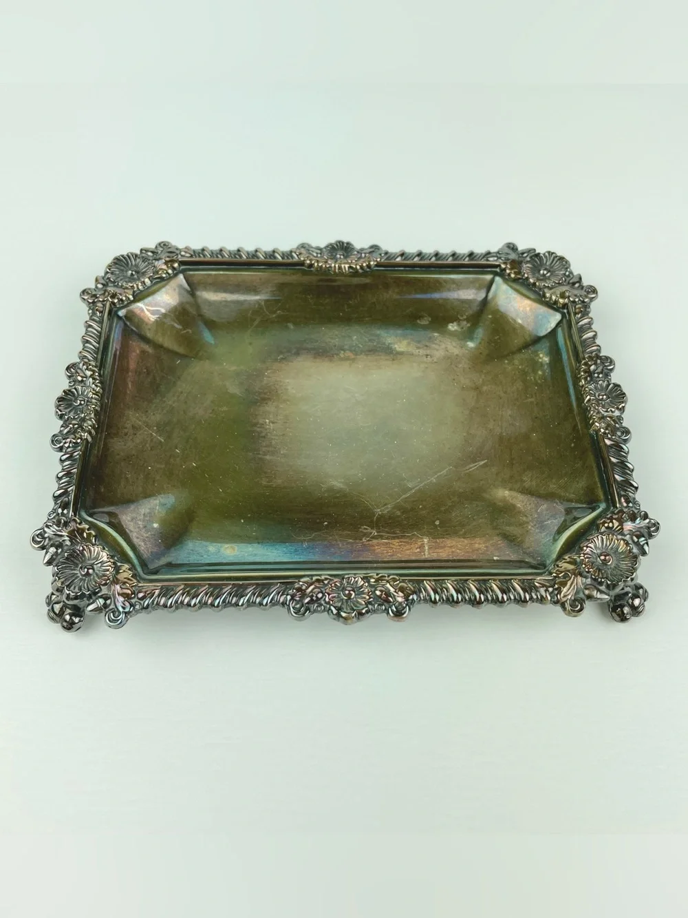 VTG Rideau Plate Silver Plated EP Copper Decorative Footed Soap Dish Victorian